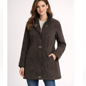 FLEET STREET Brown Full Zip Toggle Button Raincoat Jacket Size PM